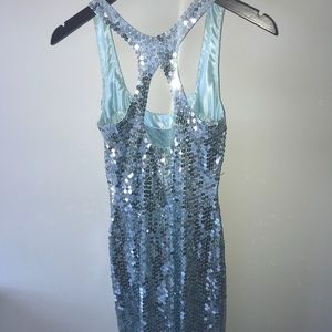 SOLD All Over Silver Sequins Keyhole Back Dress